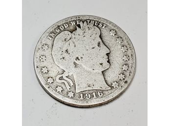 1916-D Silver  Barber Quarter