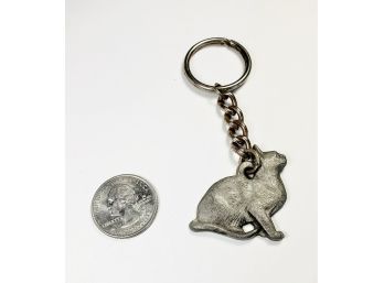 Cat 'i Love My Burmese' Pewter Key Chain