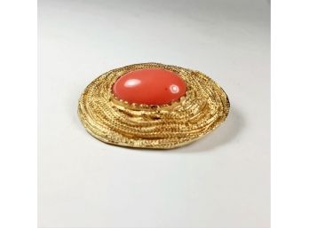 Vintage Designer  Large Orange Stone Pin SignedVintage Large Enamel  Purse Pin