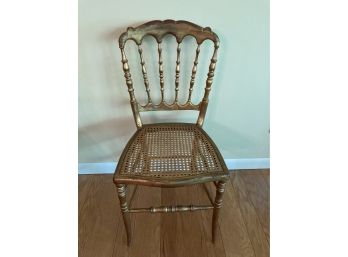 Antique Gold Painted Chair With Caned Seat