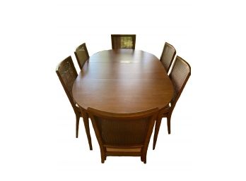 Vintage 1965 Henredon Fruitwood Dining Set With 4 Chairs And 2 Armchairs