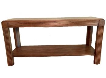 Solid Oak Sofa/hall Table With Tambour Accents