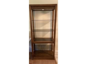 Lighted Wood Display Shelf With 4 Glass Shelves