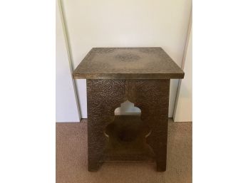 Pier One Antique Gold Embossed Side Table