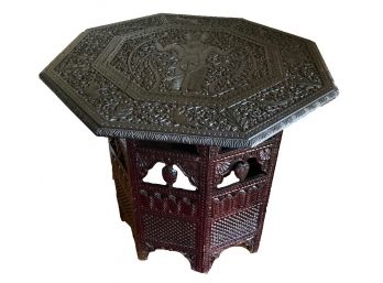 Octagonal Carved Wood Table