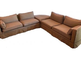 3 Piece Slipcovered Sectional With Full Size Pull Out Bed