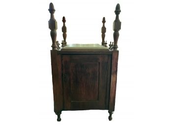 Antique Wood Cabinet With Lock And Stone Top