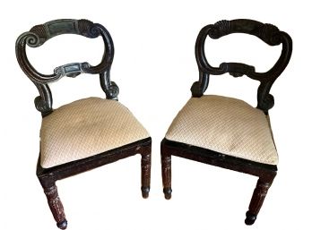 Carved Wood Occasional Chairs With Detailed Hand Painting