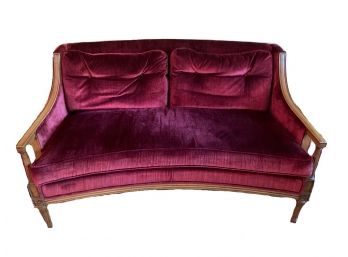 Henredon Mid Century Loveseat Cranberry Velvet 2 Of 2