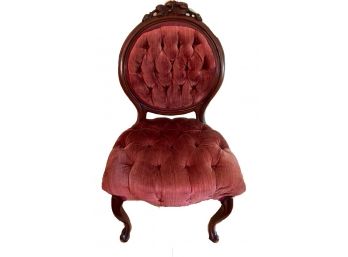 Deep Rose Velvet Tufted Side Chair