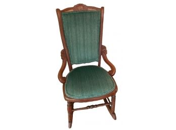 Rocking Chair With Green Velvet Upholstery