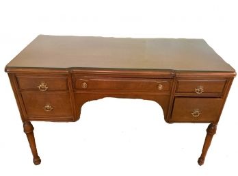 Small Wooden Writing Desk With Glass Top