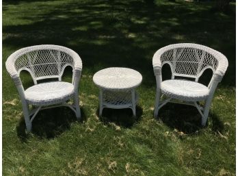 Wicker Table And Two Chairs