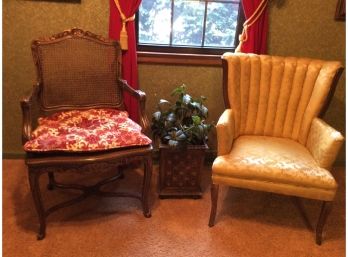 Pair Of Ornate Chairs And Planter