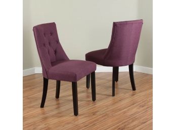 Pair Of New BELLCREST Linen Upholstered Dining Chairs 1 Of 3