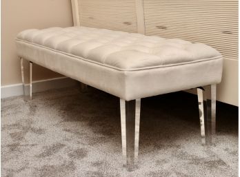 BLOOMINGDALES Finely Upholstered Tufted Bench With Lucite Legs