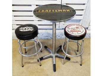 Craftsman Round Pub Table With Pep Boys & Auto Shop Swivel Stools