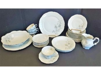 Beautiful Vintage Mitterteich Bavaria Danielle Pattern Platinum Rimmed Dinnerware - Partial Set