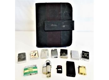 Vintage Selection Of Lighters And Zippo Lighter Protective Case