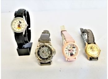 Vintage Four Mickey And Minnie Mouse Watches