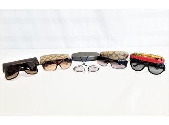 Vintage Five Pairs Of Women's Fashion Sunglasses & Five  Sunglasseyeglass Cases