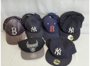 Six New York Yankees Baseball, Boston Red Sox & Chicago Bulls Basketball Caps Hats