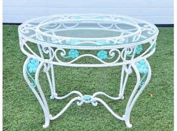 1920s Antique Art Nouveau Wrought Iron Small Garden Table