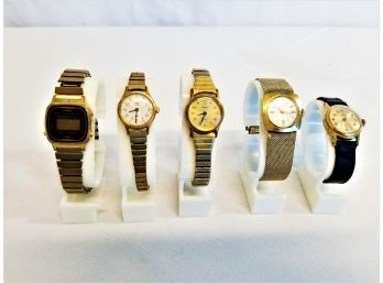 Vintage Five Women's Gold Tone Timex  Water Resistant Wrist Watches