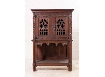 Gothic Carved Oak Pie Safe