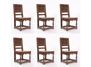 Set Of Six Tudor Style Dining Chairs