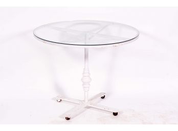 Glass Top Cast Metal Table