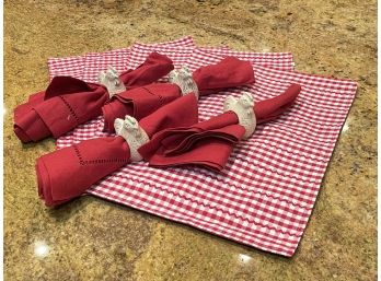 Country Placemats And Napkins With Rooster Napkin Rings