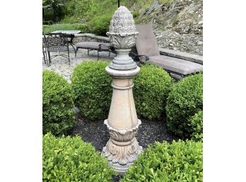 A Large Cast Stone Garden Pedestal And Finial