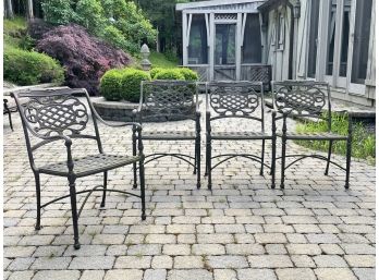 A Set Of 4 Vintage Cast Aluminum Outdoor Chairs 'Landgrave' By Woodard
