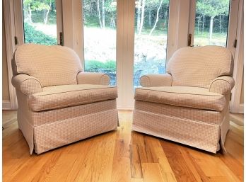 A Pair Of Upholstered Armchairs By Ethan Allen