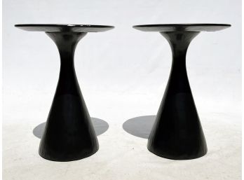 A Pair Of Modern Kasper Side Tables By Mr. Brown Of London In Ebony