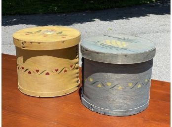 A Pair Of Tole Painted Wood Boxes