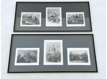 A Collection Of Antique Hand Colored Lithographs 'Battles Of America'