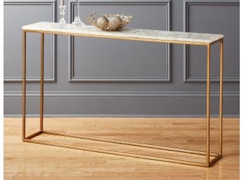 A Modern Brass And Marble Console Table By CB2 (1 Of 2)