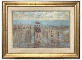 An Original Oil On Canvas, Seaside Scene, By Roy Petley