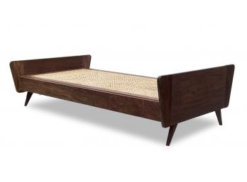 A Vintage Modern French Mahogany And Cane Daybed