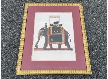 An Elephant Themed Print In Gilt Wood Frame