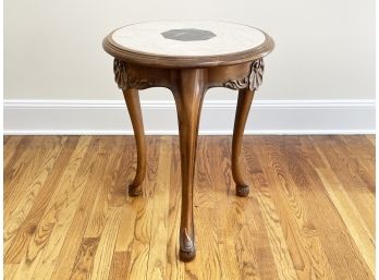 A Vintage, Inlaid Marble Top Side Table