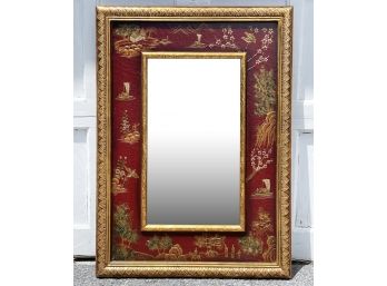 A Gilt And Inlaid Wood Chinoiserie Mirror