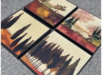 A Series Of 4 Landscape Watercolor Prints