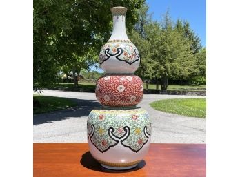 A Large Vintage Hand Painted Ceramic Vase