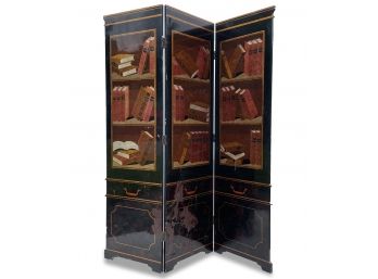 A Bespoke Hand Painted And Lacquered Library Screen