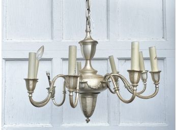 An Antique Nickel Plated Brass Chandelier