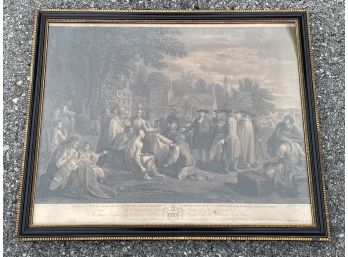 An Original Late 18th Century Engraving, William Penn's Treaty With The Indians