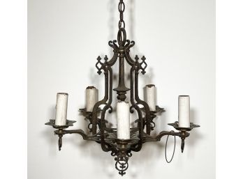 A Vintage Bronze 1920's Chandelier